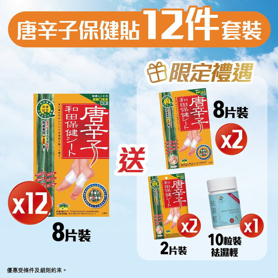 【唐辛子保健貼12件套裝】 袪濕腳貼、快速去濕，採用日本最優質孟宗竹製造，適合腳腫、面腫，改善周期不適 - Vita Green