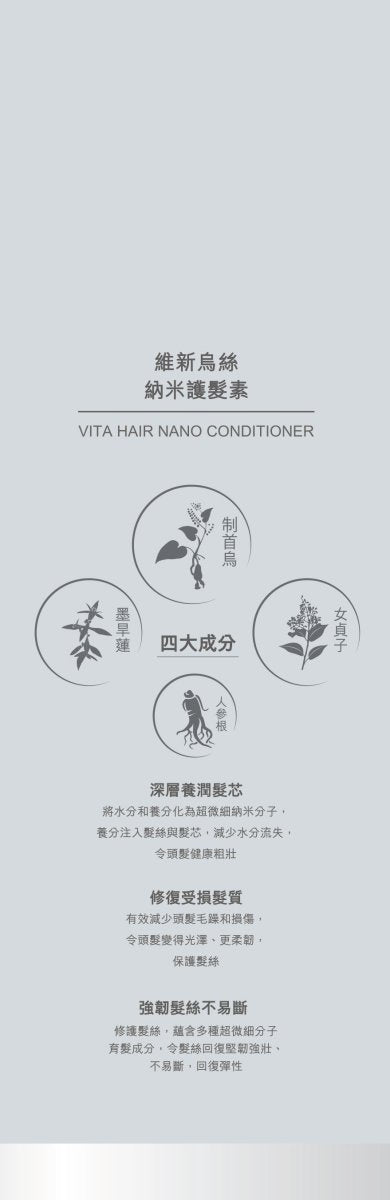 【深層滲透髮芯．修復髮絲】 維新烏絲納米護髮素 500mL - Vita Green